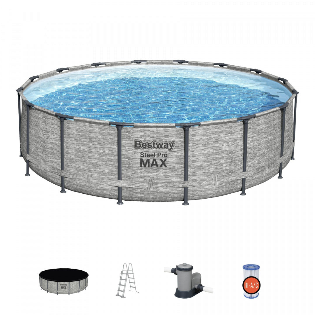 Bestway pattern Steel MAX™ pool fi with 488x122 cm Pro cartridge stone