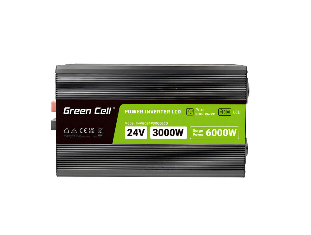 Green Cell PowerInverter LCD 24V na 230V, 3.000 W/6.000 W avtomobilski pretvornik - čisti sinusni val
