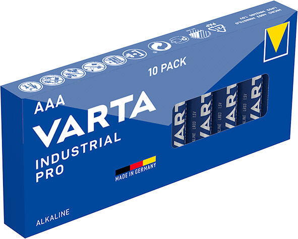 10 x Varta Industrial PRO AAA alkaline batteries