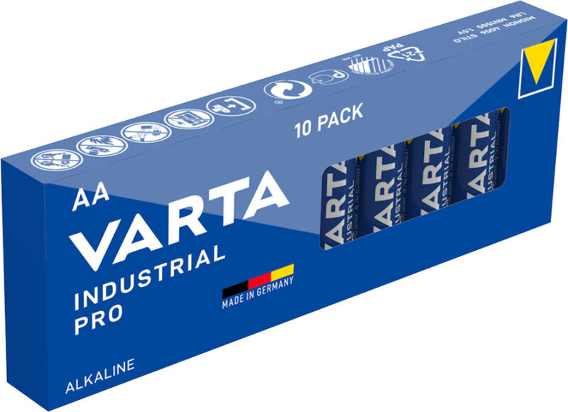 10 x Varta Industrial PRO AA alkaline batteries