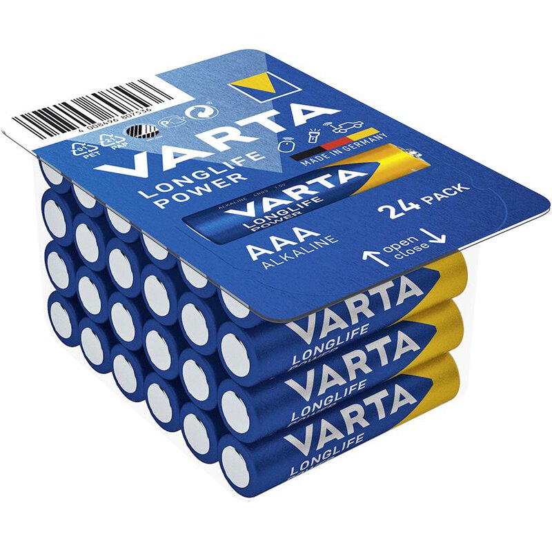 24 x Varta Longlife Power AAA alkaline batteries