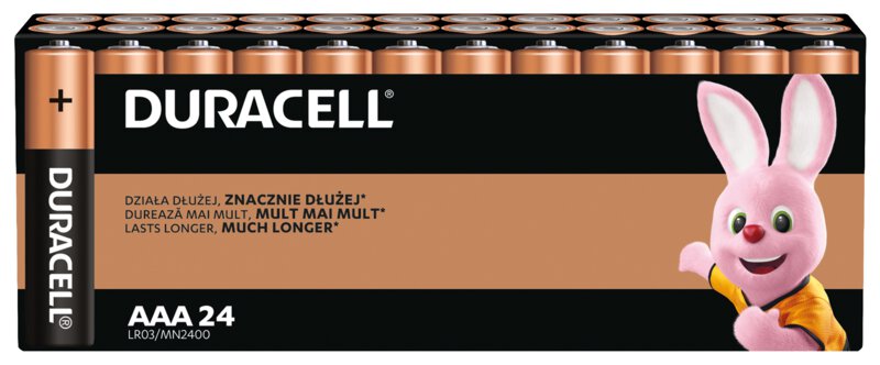 24 x Duracell Basic AAA alkaline batteries