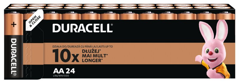 24 x Duracell Basic AA alkaline batteries