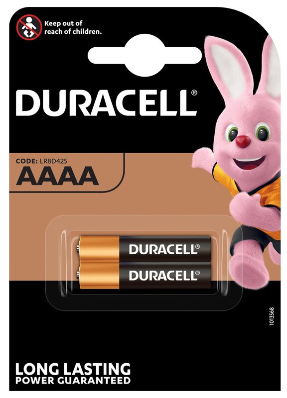 2 x Duracell AAAA alkaline batteries