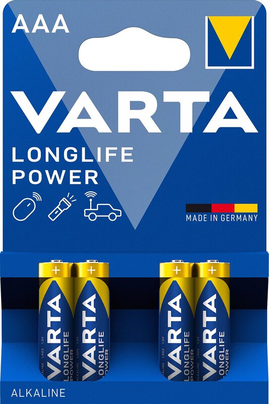 4 x Varta Longlife Power AAA alkaline batteries