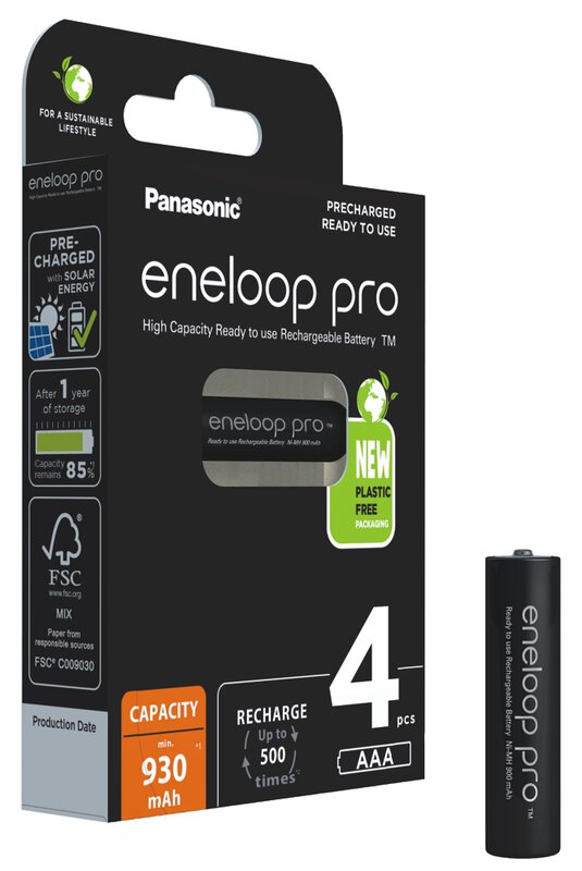 4 x Panasonic Eneloop PRO AAA 930mAh Ni-MH punjive baterije