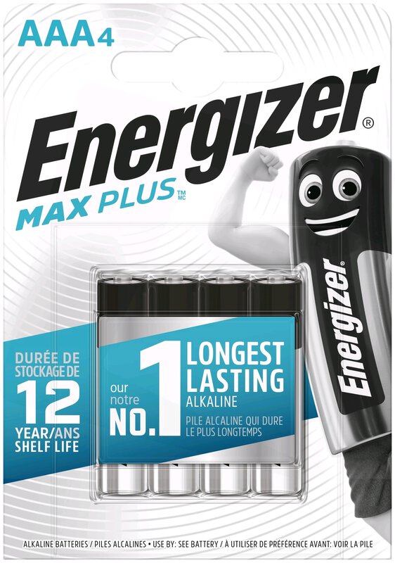 4 x Energizer MAX Plus AAA alkaline batteries