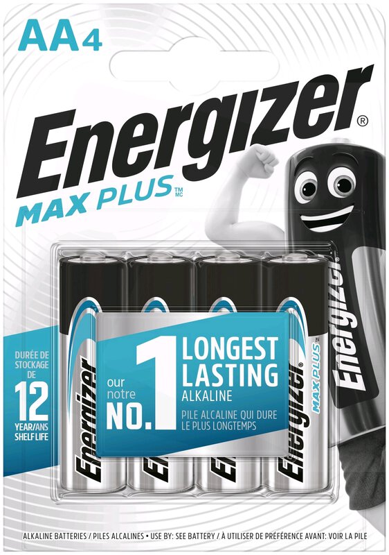 4 x Energizer MAX Plus AA alkaline batteries