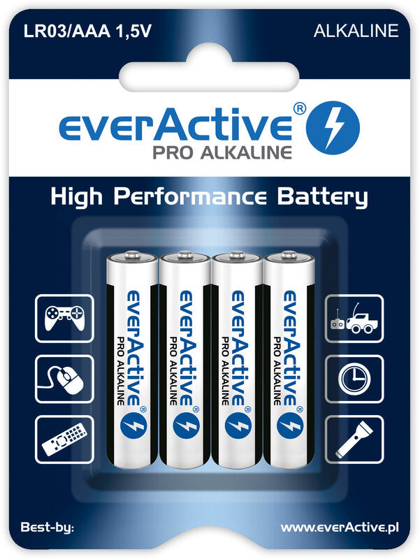 4 x everActive Pro Alkaline AAA alkaline batteries