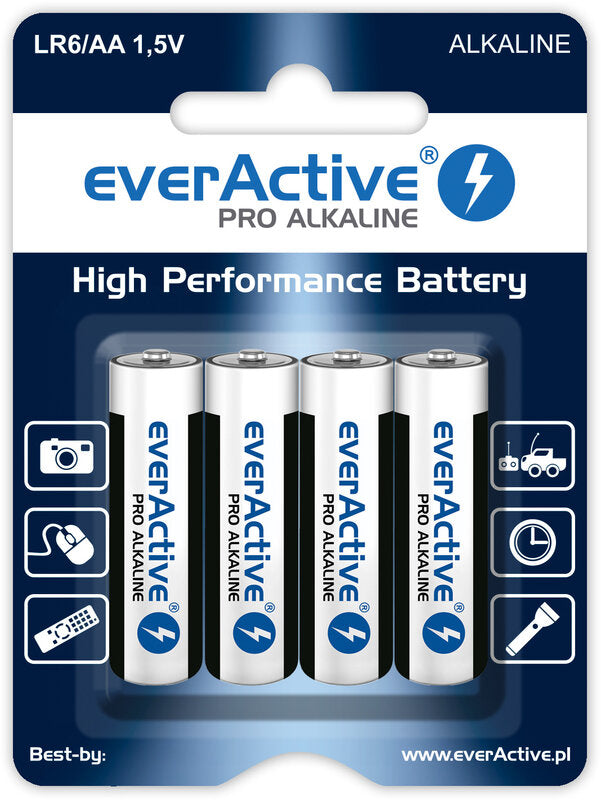 4 x everActive Pro Alkaline AA alkaline batteries