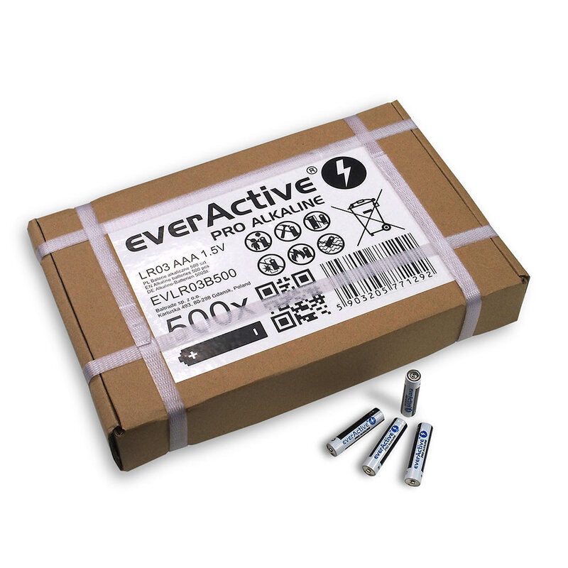500 x everActive Pro Alkaline AAA alkalne baterije (karton)