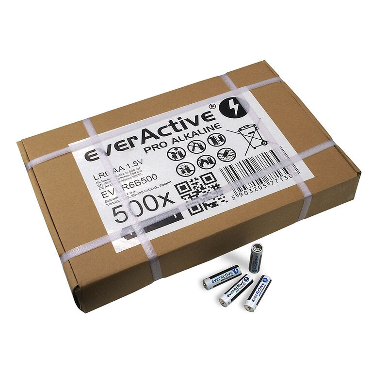 500 x everActive Pro Alkaline AA alkalne baterije (karton)
