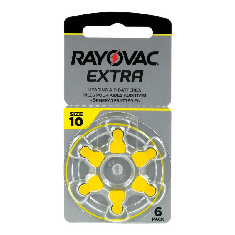 6 x Rayovac Extra 10 hearing aid batteries