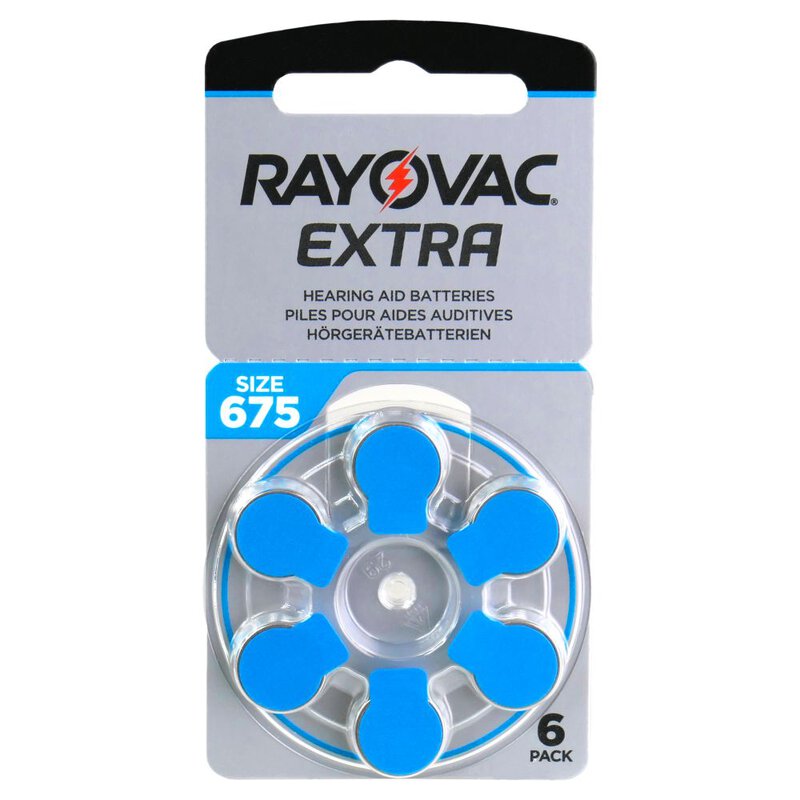 6 x Rayovac Extra 675 baterije za slušni aparat