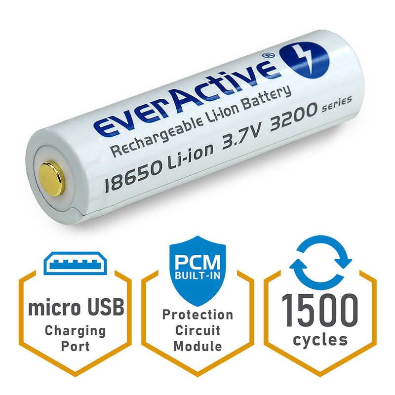 everActive 18650 3,7 V Li-ion 3200 mAh mikro USB punjiva baterija 
