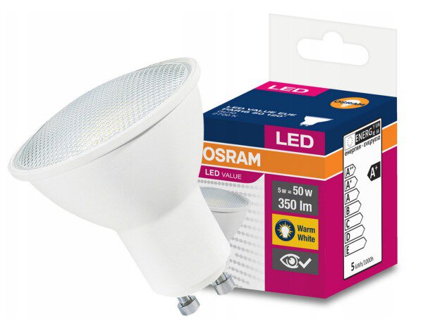 LED žarnica OSRAM GU10 5W LED VALUE White Heat 2700k (kot svetlobe 120°)