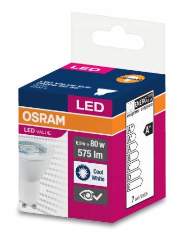 LED žarnica OSRAM GU10 6.9W LED VALUE Natural 4000k (kot svetlobe 36°)