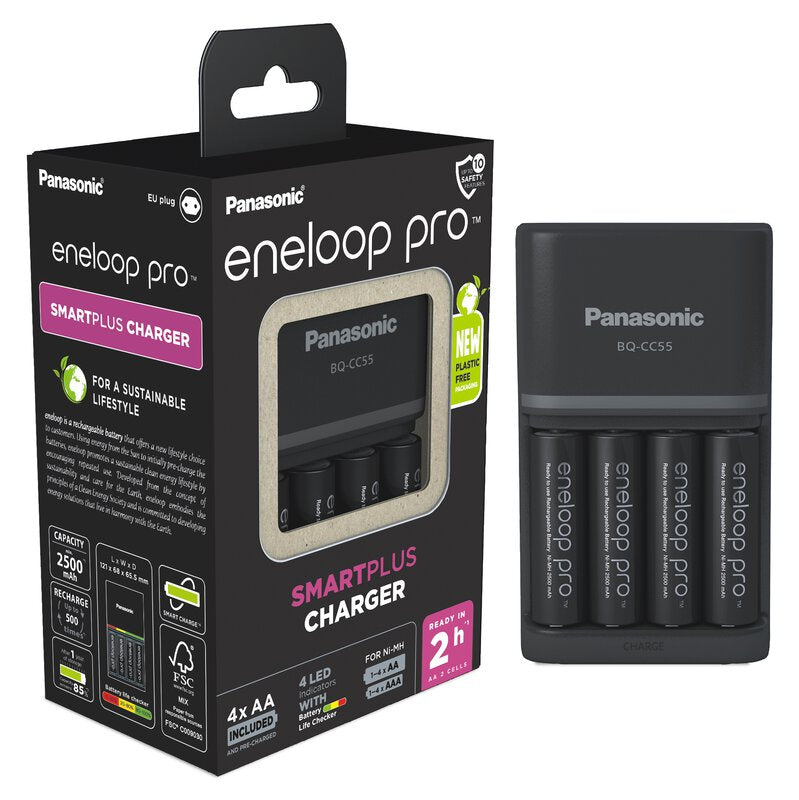 Panasonic Eneloop BQ-CC55 punjač baterija + 4 x AA Eneloop PRO 2500mAh BK-3HCDE EKO