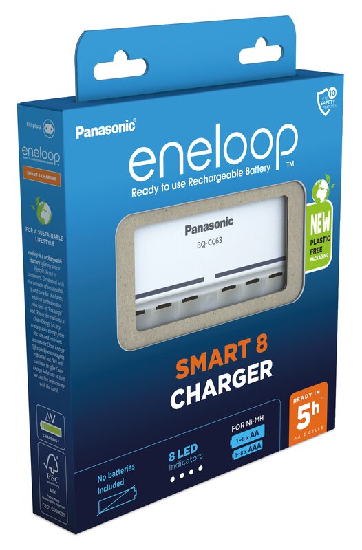 Panasonic Eneloop BQ-CC63 polnilec baterij za 8 AA ali AAA baterij
