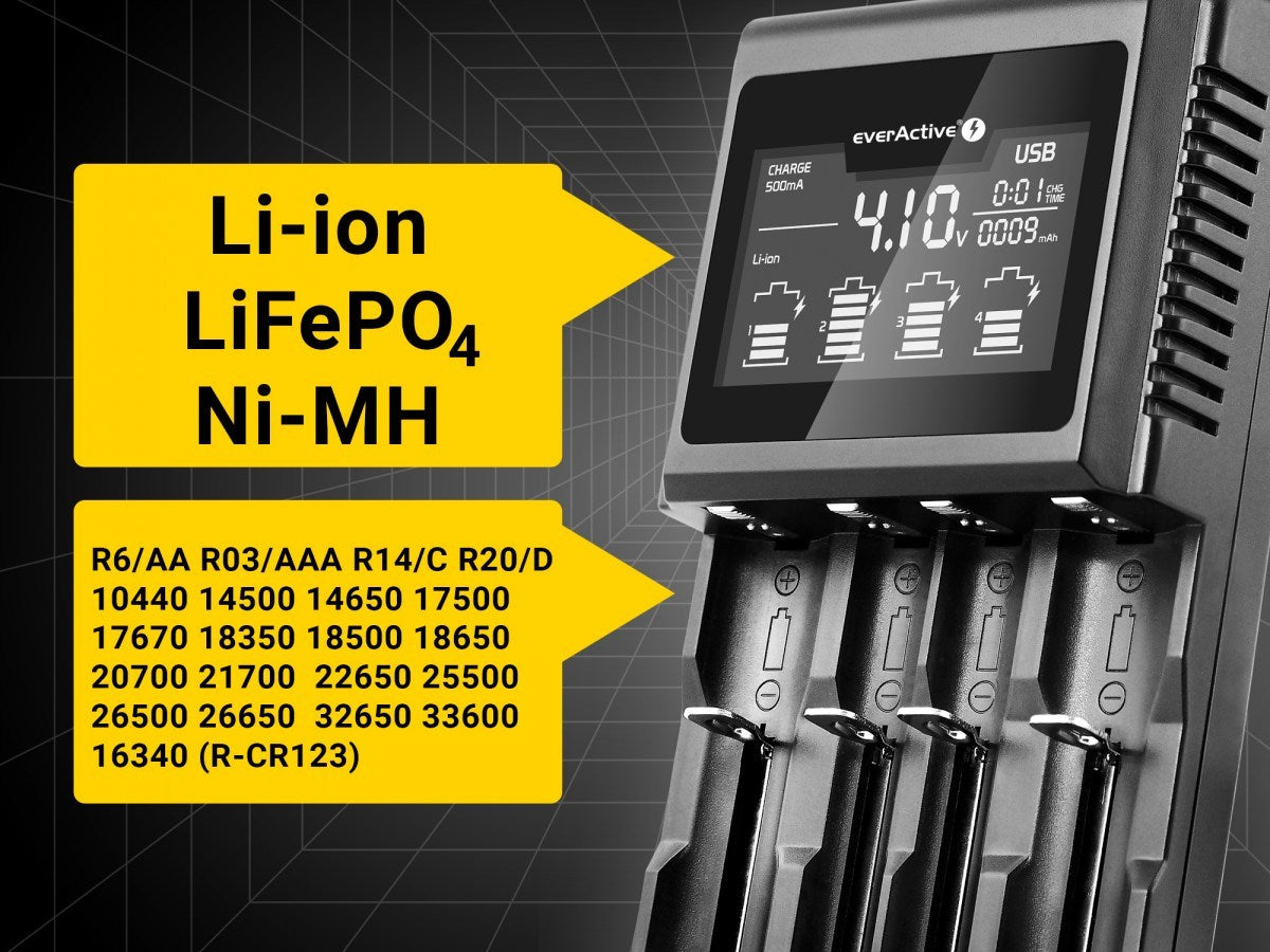everActive UC-4000 profesionalni polnilec baterij Li-ion in Ni-MH