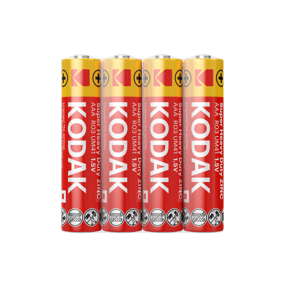 4 x Kodak Extra Zinc Heavy Duty AAA alkaline batteries