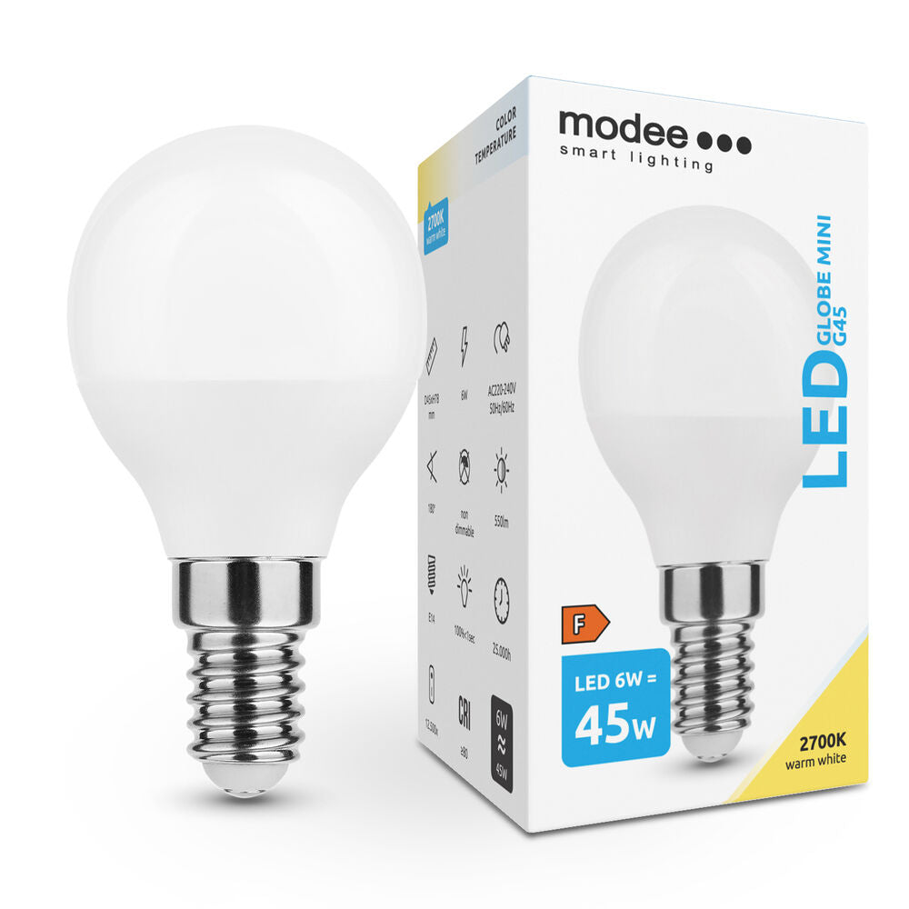 LED žarnica Modee Lighting LED Globe Mini G45 6W E14 180° 2700K (550 lumen)