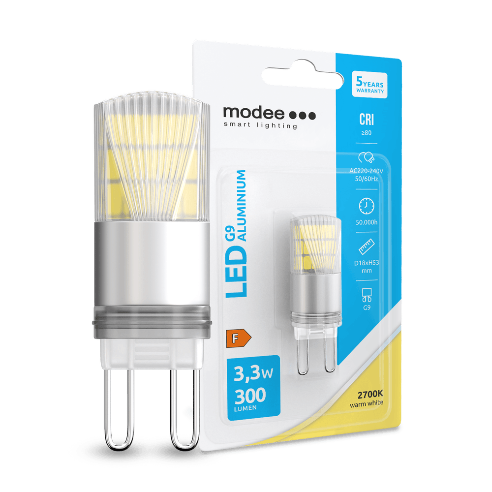 LED žarnica Modee Lighting LED G9 Aluminium 3,3W 2700K (300 lumen)