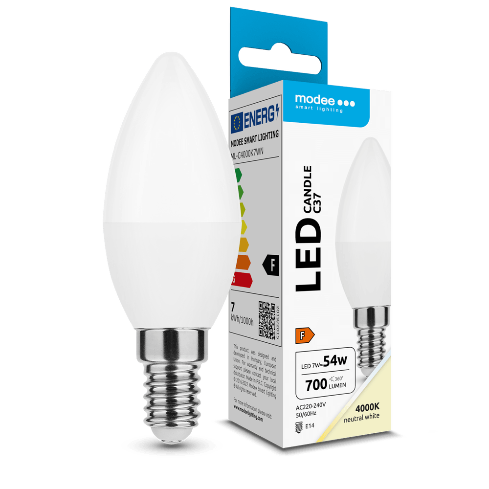 LED žarnica Modee Lighting LED Candle C37 7W E14 200° 4000K (700 lumen)