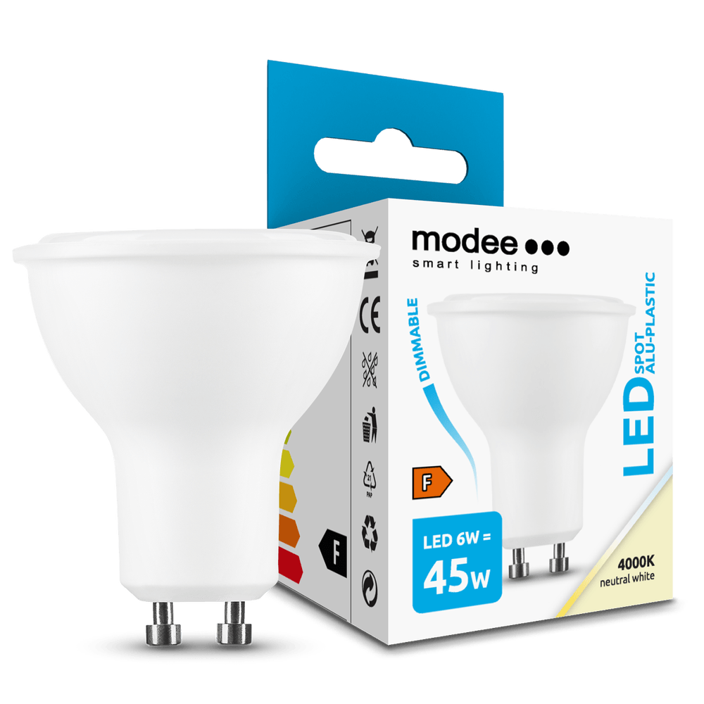 LED svjetiljka Modee Lighting LED Spot Alu-Plastic 6W GU10 110° 4000K (550 lumena) dim. 