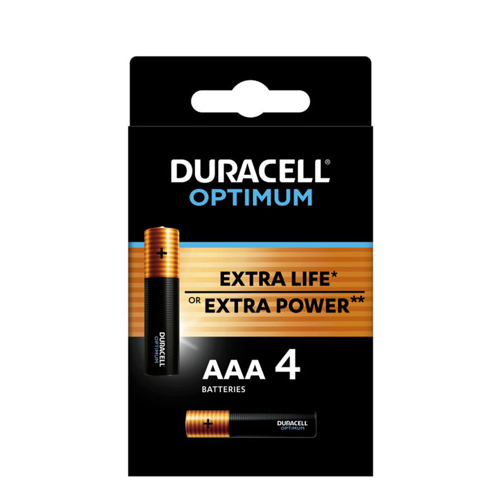4 x Duracell Optimum Alkaline AAA alkaline batteries